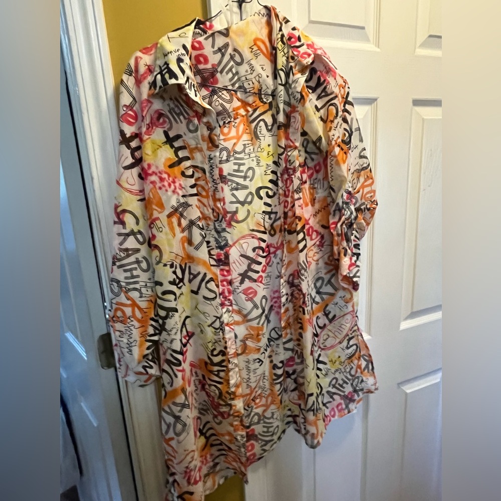 Graphic button up shirt